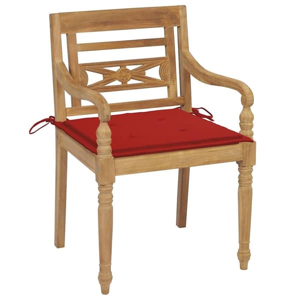 vidaXL Bataviastolar med dynor 8 st massiv teak