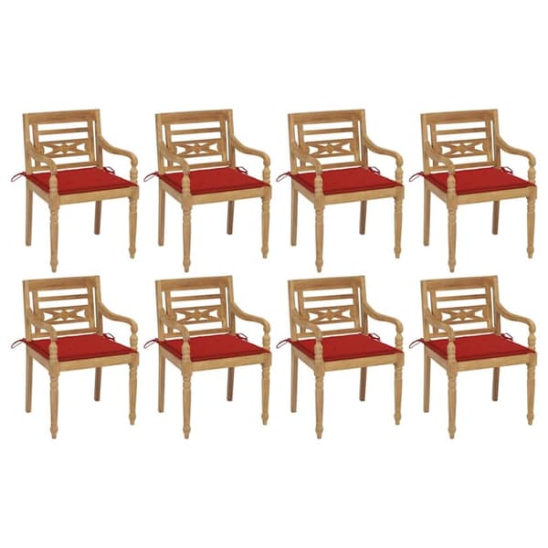 vidaXL Bataviastolar med dynor 8 st massiv teak
