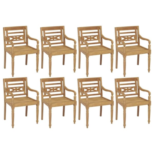 vidaXL Bataviastolar med dynor 8 st massiv teak
