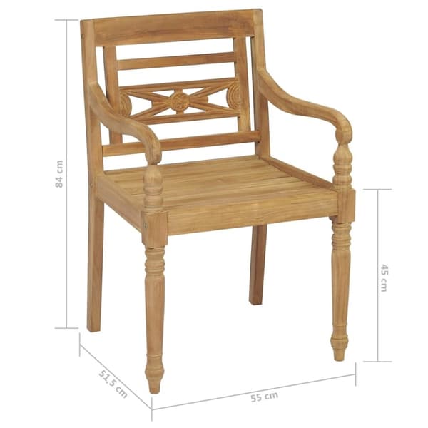 vidaXL Bataviastoler 6 stk heltre teak