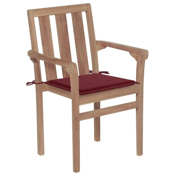 vidaXL Stapelbara trädgårdsstolar med dynor 4 st massiv teak