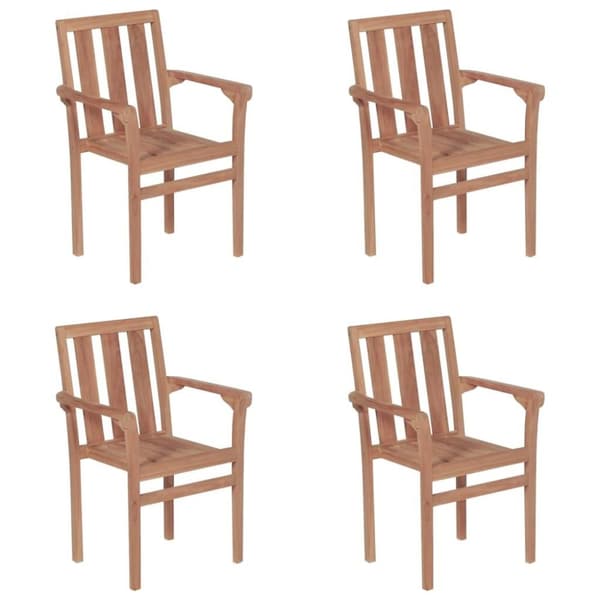 vidaXL Stapelbara trädgårdsstolar med dynor 4 st massiv teak