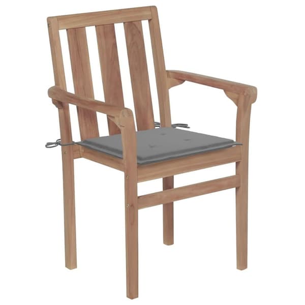 vidaXL Stapelbara trädgårdsstolar med dynor 8 st massiv teak