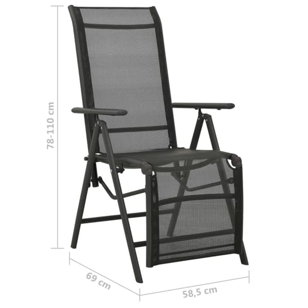 vidaXL positionsstole 2 stk. textilene og aluminium sort