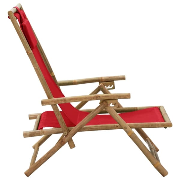 vidaXL Reclinerstol röd bambu och tyg
