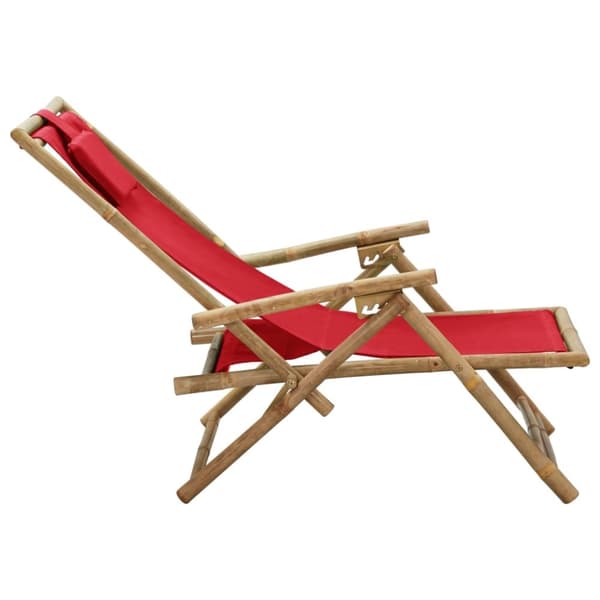 vidaXL Reclinerstol röd bambu och tyg