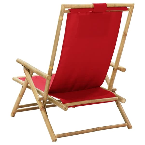 vidaXL Reclinerstol röd bambu och tyg