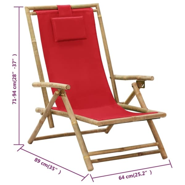 vidaXL Reclinerstol röd bambu och tyg