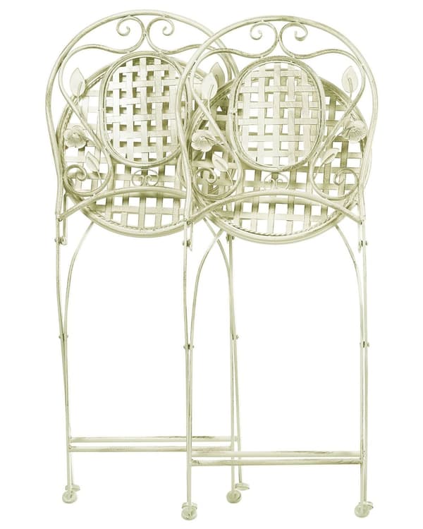Sæt med 2 havestole grøn metal folde antikvitet til balkon terrasse UV resistent rust retro stil have altan