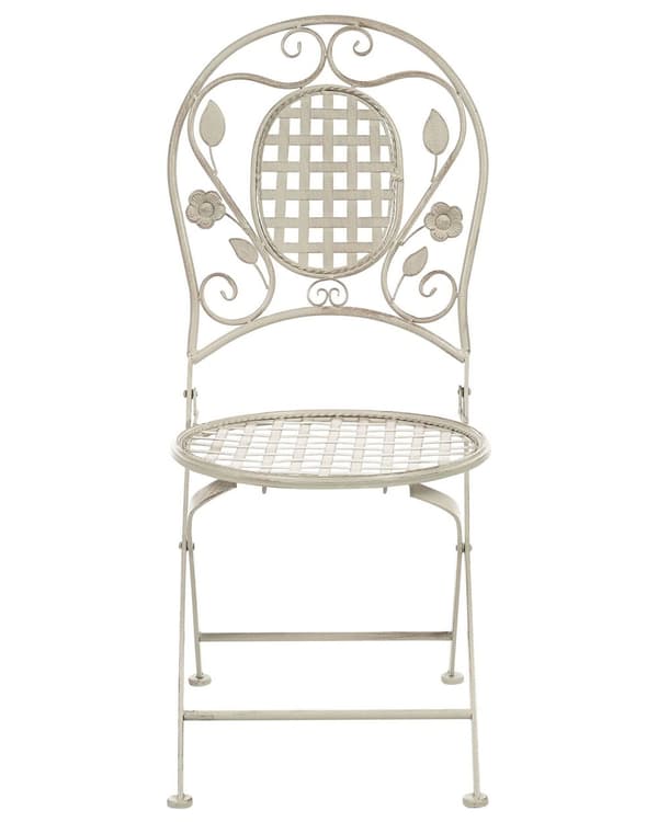 Sæt med 2 havestole råhvid metal folde antikvitet til altan terrasse UV resistent rust retro stil have altan