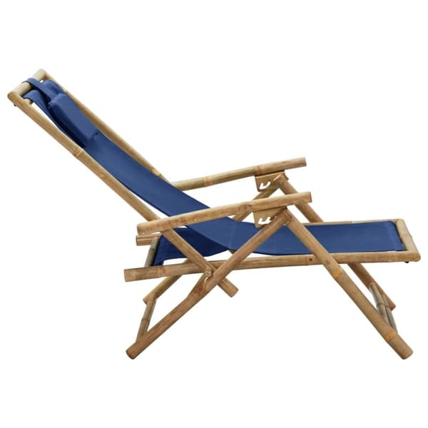 vidaXL Reclinerstol marinblå bambu och tyg