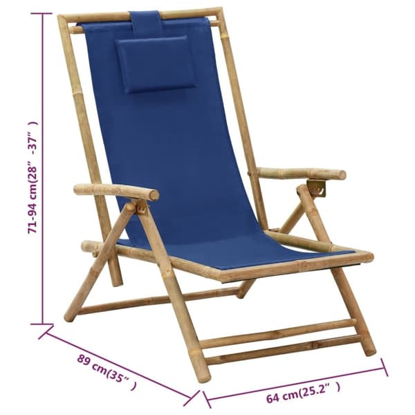 vidaXL Reclinerstol marinblå bambu och tyg