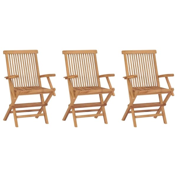vidaXL Hopfällbara trädgårdsstolar 3 st massiv teak
