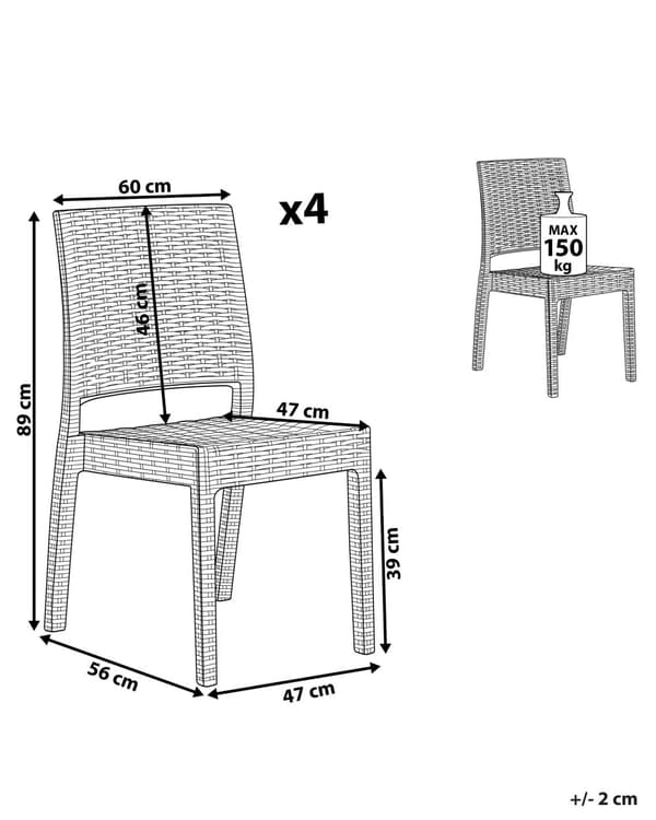 Puutarhatuoli valkoinen synteettinen materiaali pinottava 4 kpl setti ulos minimalistinen tyyli