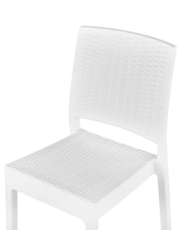 Puutarhatuoli valkoinen synteettinen materiaali pinottava 4 kpl setti ulos minimalistinen tyyli