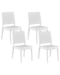 Pikkukuva 1 / 8: Puutarhatuoli valkoinen synteettinen materiaali pinottava 4 kpl setti ulos minimalistinen tyyli