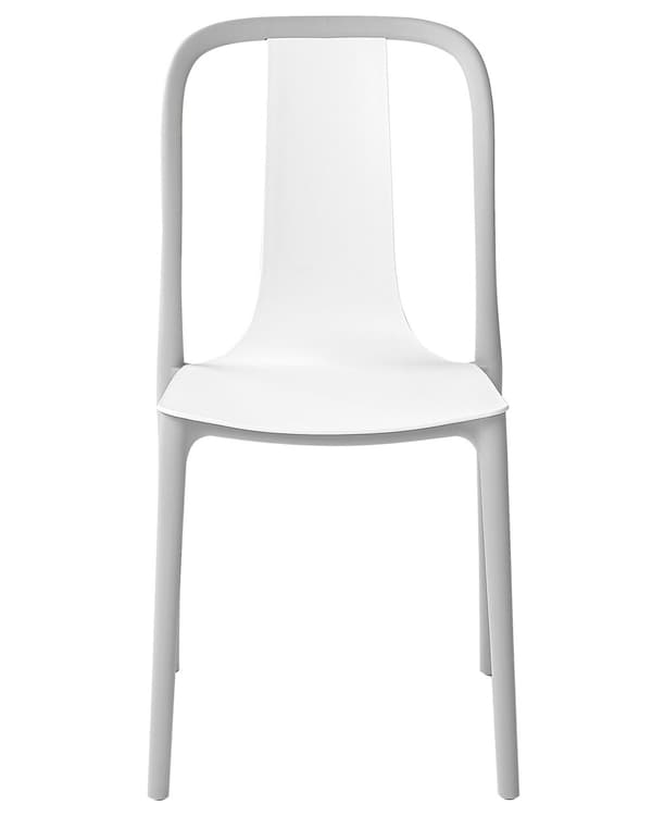 Sæt med 4 havestole hvid og grå plastik stabelbare med armlæn terrasse altan