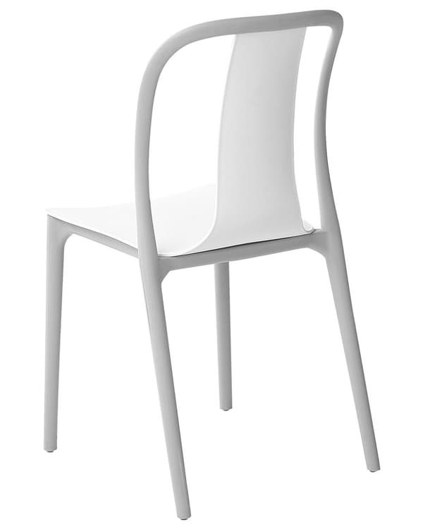Sæt med 4 havestole hvid og grå plastik stabelbare med armlæn terrasse altan