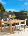 Miniatyrbillede 2 af 9: Sæt med 4 havestole hvid og grå plastik stabelbare med armlæn terrasse altan