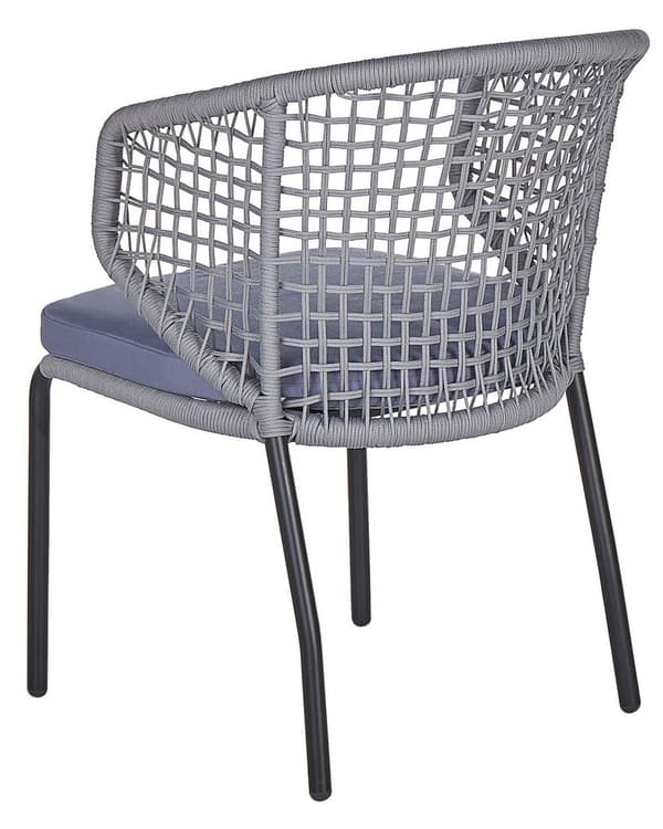 Sæt med 2 Grå Havestole med Sort Metalstel med Moderne Hynde