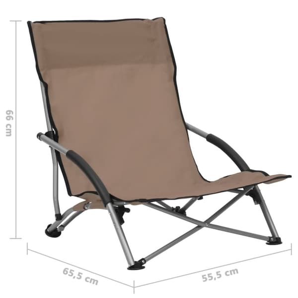 vidaXL Hopfällbara strandstolar 2 st taupe tyg