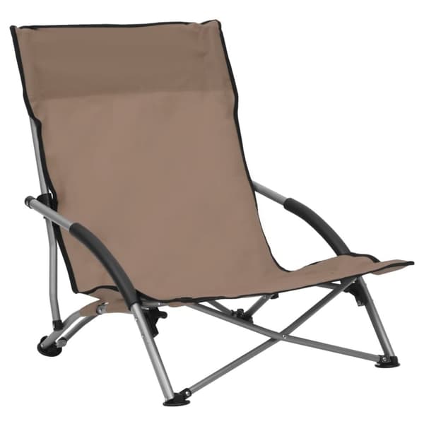 vidaXL Hopfällbara strandstolar 2 st taupe tyg
