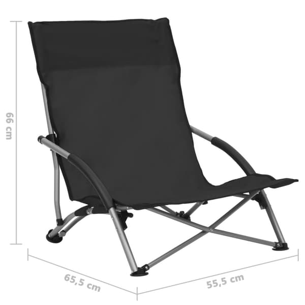 vidaXL Hopfällbara strandstolar 2 st svart tyg
