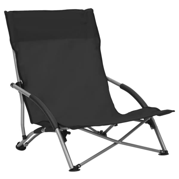 vidaXL Hopfällbara strandstolar 2 st svart tyg