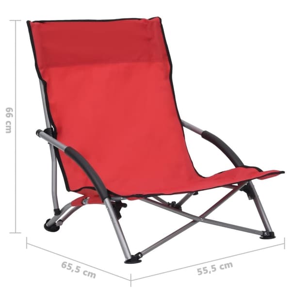 vidaXL foldbare strandstole 2 stk. stof rød