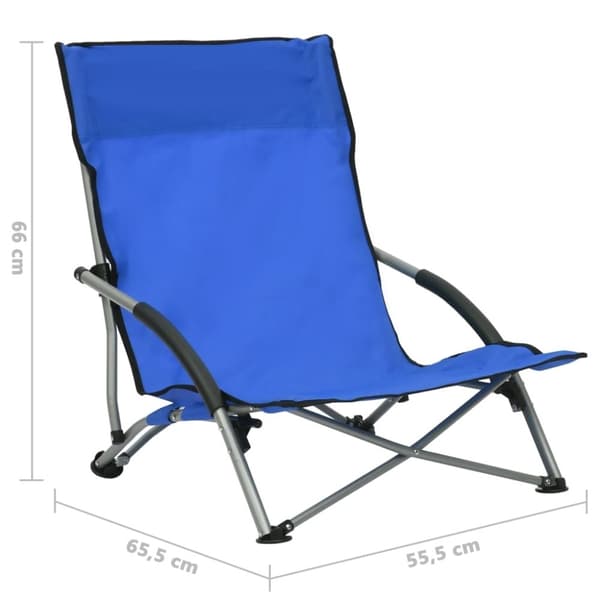 vidaXL Hopfällbara strandstolar 2 st blå tyg