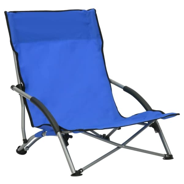 vidaXL Hopfällbara strandstolar 2 st blå tyg