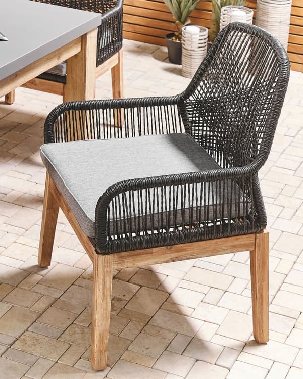 Havestole i Sort Syntetisk Materiale Fletstål Stel med Pude Moderne Look Sæt af 2