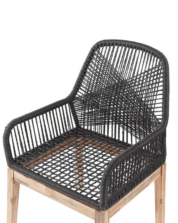 Havestole i Sort Syntetisk Materiale Fletstål Stel med Pude Moderne Look Sæt af 2