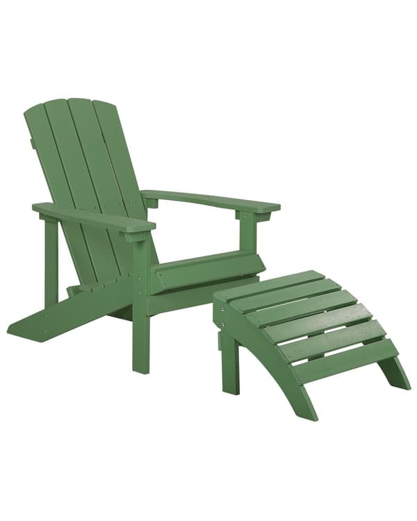 Dækstol Grøn Plastik og Rustfrit Stål 88 x 88 x 75 cm Tilbehør Have Fodskammel til Altan Terrasse Indretning Skandinavisk Udendørs Retro Stil