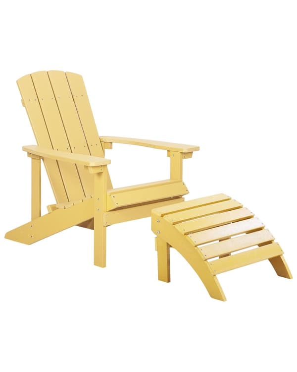 Dækstol Gul Plastik og Rustfrit Stål 88 x 88 x 75 cm Tilbehør Have Fodskammel til Altan Terrasse Indretning Skandinavisk Udendørs Retro Stil