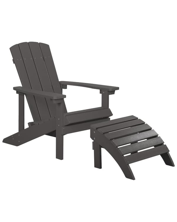 Dækstol Mørkegrå Plastik og Rustfrit Stål 88 x 88 x 75 cm Tilbehør Have Fodskammel til Terrasse Indretning Skandinavisk Udendørs Retro Stil