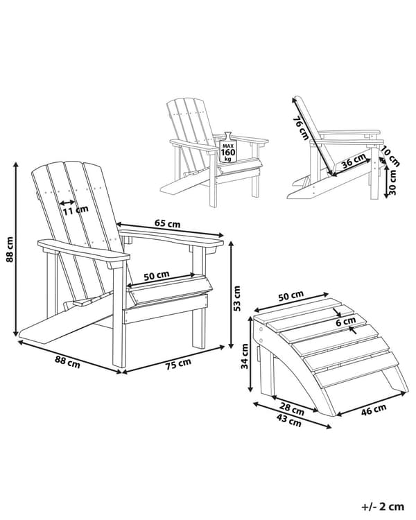Dækstol Teak Plastik og Rustfrit Stål 88 x 88 x 75 cm Tilbehør Have Fodskammel til Altan Terrasse Indretning Skandinavisk Udendørs Retro Stil