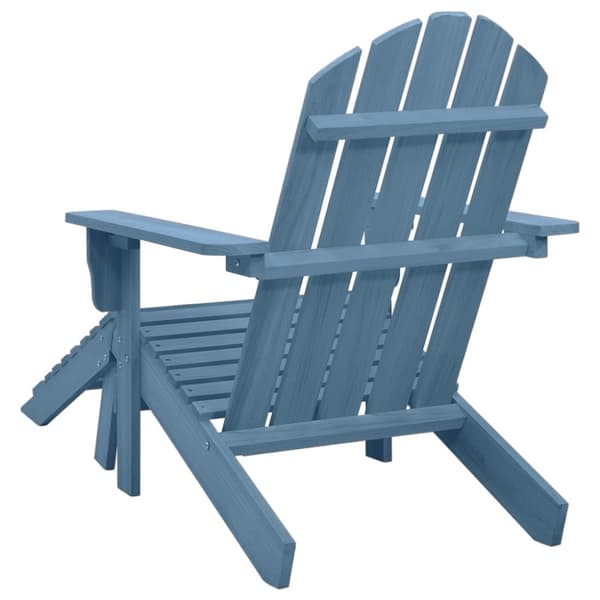 vidaXL Adirondackstol med fotpall massivt granträ blå