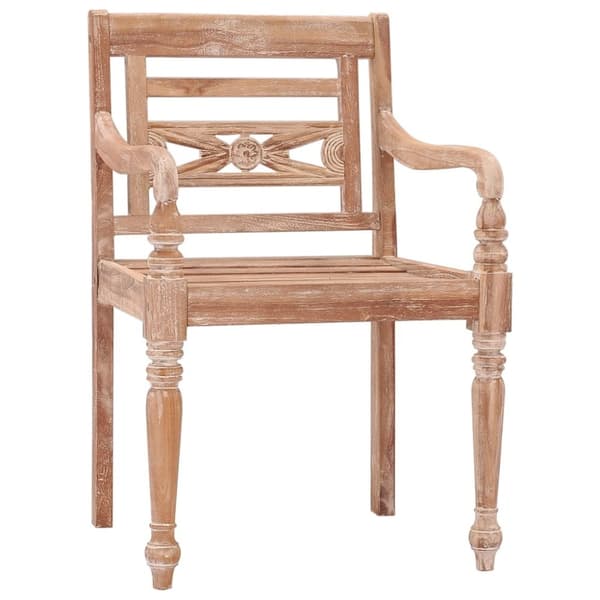 vidaXL Bataviastoler 2 stk hvitvasket heltre teak