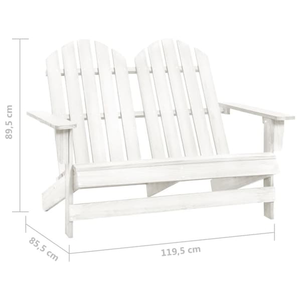 vidaXL 2-istuttava Adirondack-puutarhatuoli täysi kuusi valkoinen
