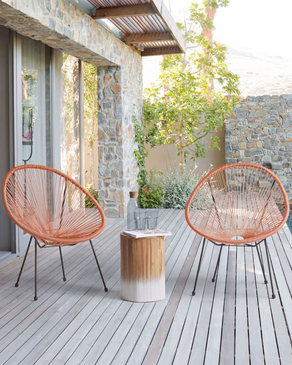 Set av 2 Trädgårdsstolar Orange Konstrotting Modern Vardagsrum
