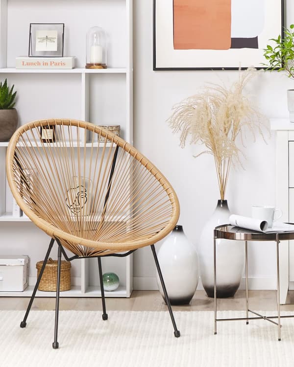 Trädgårdsstol Beige PE Rotting Rund Modern