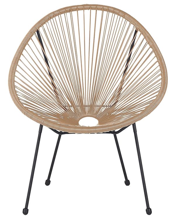 Trädgårdsstol Beige PE Rotting Rund Modern