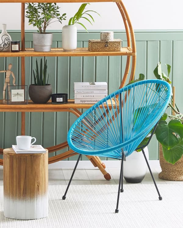 Set av 2 Trädgårdsstolar Turkos Konstrotting Modern Vardagsrum