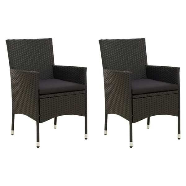vidaXL havestole med hynder 2 stk. polyrattan sort