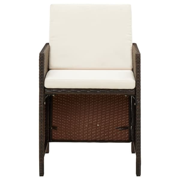 vidaXL havestole med hynder 4 stk. polyrattan brun