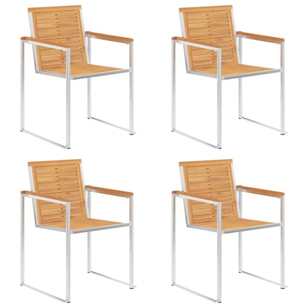 vidaXL Hagestoler 4 stk heltre teak og rustfritt stål