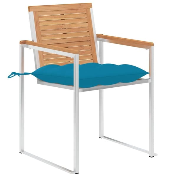 vidaXL Trädgårdsstolar med dynor 4 st massiv teak