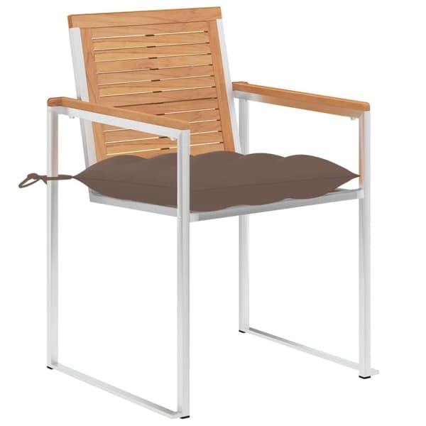 vidaXL Trädgårdsstolar med dynor 8 st massiv teak