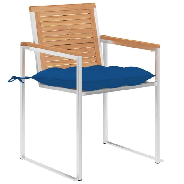 vidaXL Trädgårdsstolar med dynor 4 st massiv teak